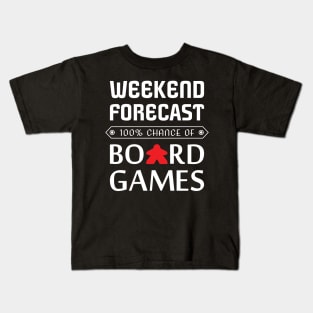 Red Meeple Weekend Forecast 100% Chance Of Board Games Kids T-Shirt